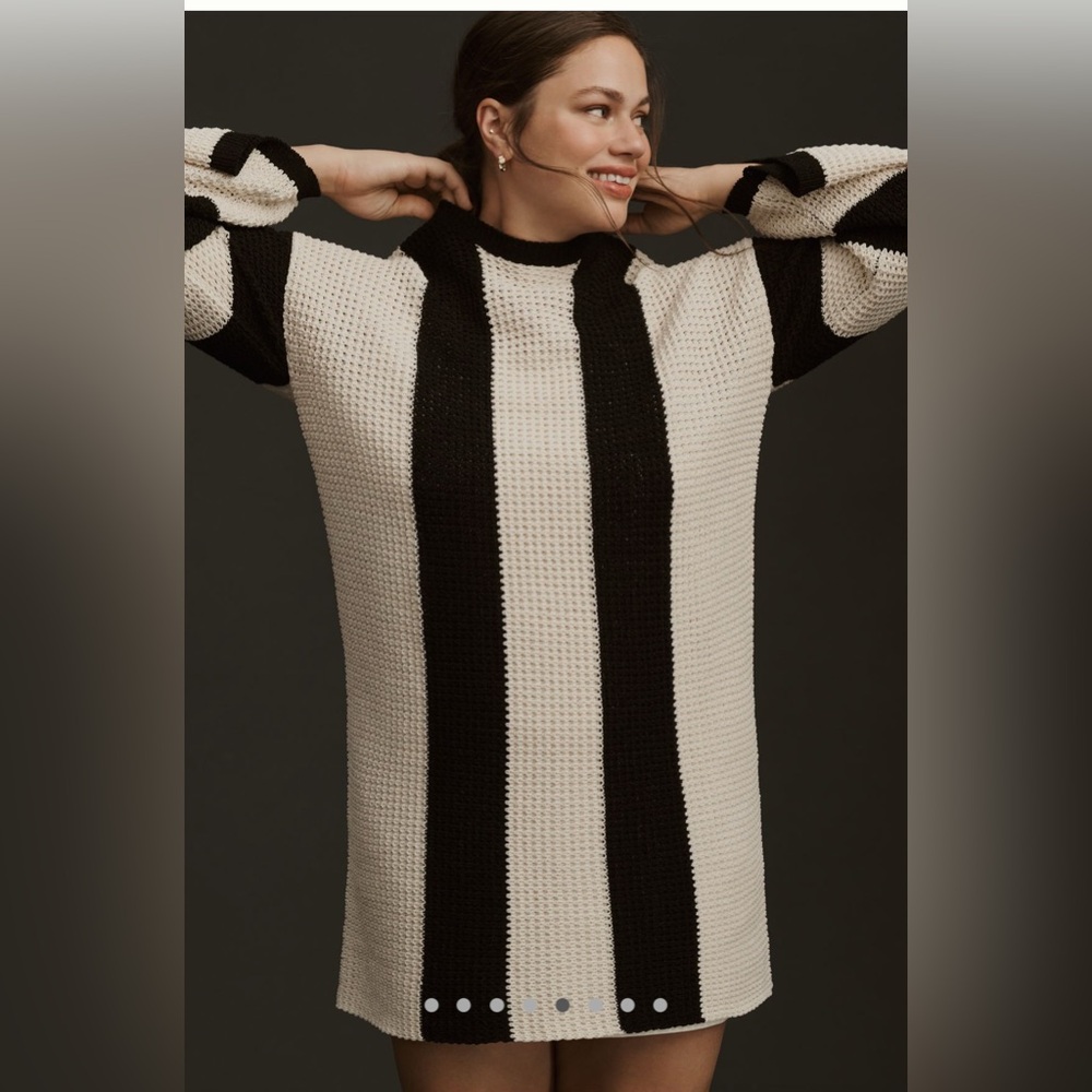 NWT 4SI3NNA Long sleeved striped sweater mini dress